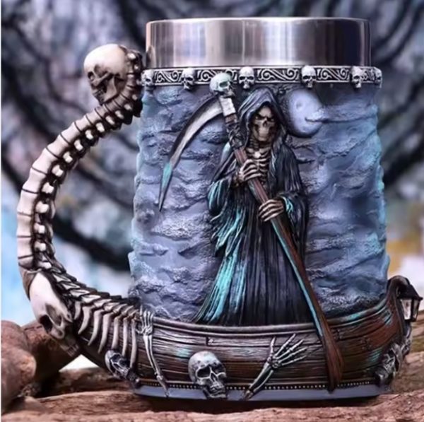 Jarra Resina Calavera-Version Angel Negro
