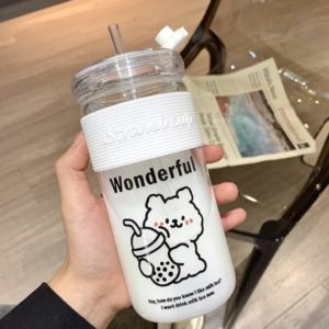 Vaso de Vidrio c/Pajillo-Hello Wonderful