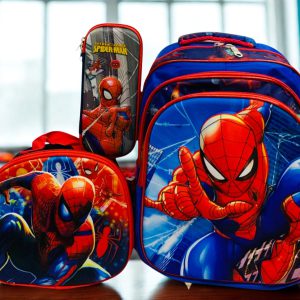Set Escolar Trío Hombre Araña – Mochila (3 Cierres), Lonchera y Cartuchera