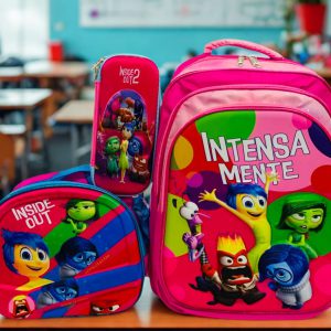 Set Escolar Trío Intensamente 2 (Rosa) – Mochila (3 Cierres), Lonchera y Cartuchera