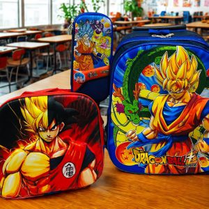Combo Escolar Dragon Ball Super - Bulto de Rodines, Lonchera y Cartuchera.