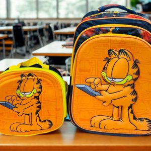 Dúo Escolar Garfield – Mochila (3 Cierres) y Lonchera Coordinada