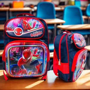 Bulto Escolar Spider-Man / Hombre Araña - Rojo y Azul (3 Compartimentos)