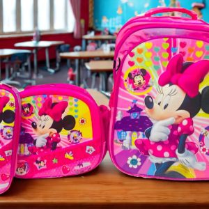 Set Escolar Trío Minnie Mouse – Mochila (3 Cierres), Lonchera y Cartuchera