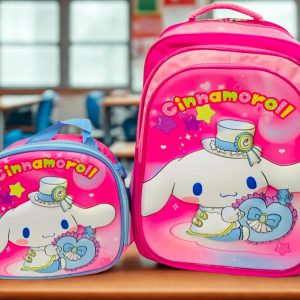 Combo Escolar Cinnamoroll: Mochila de 3 Cierres + Lonchera