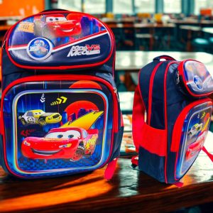 Bulto Escolar Disney Cars - Rayo McQueen (3 Compartimentos)
