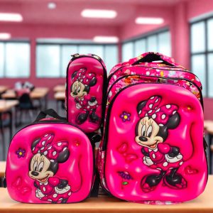Minnie Mouse (Rosa): Diseño encantador con detalles en relieve de Minnie y flores.