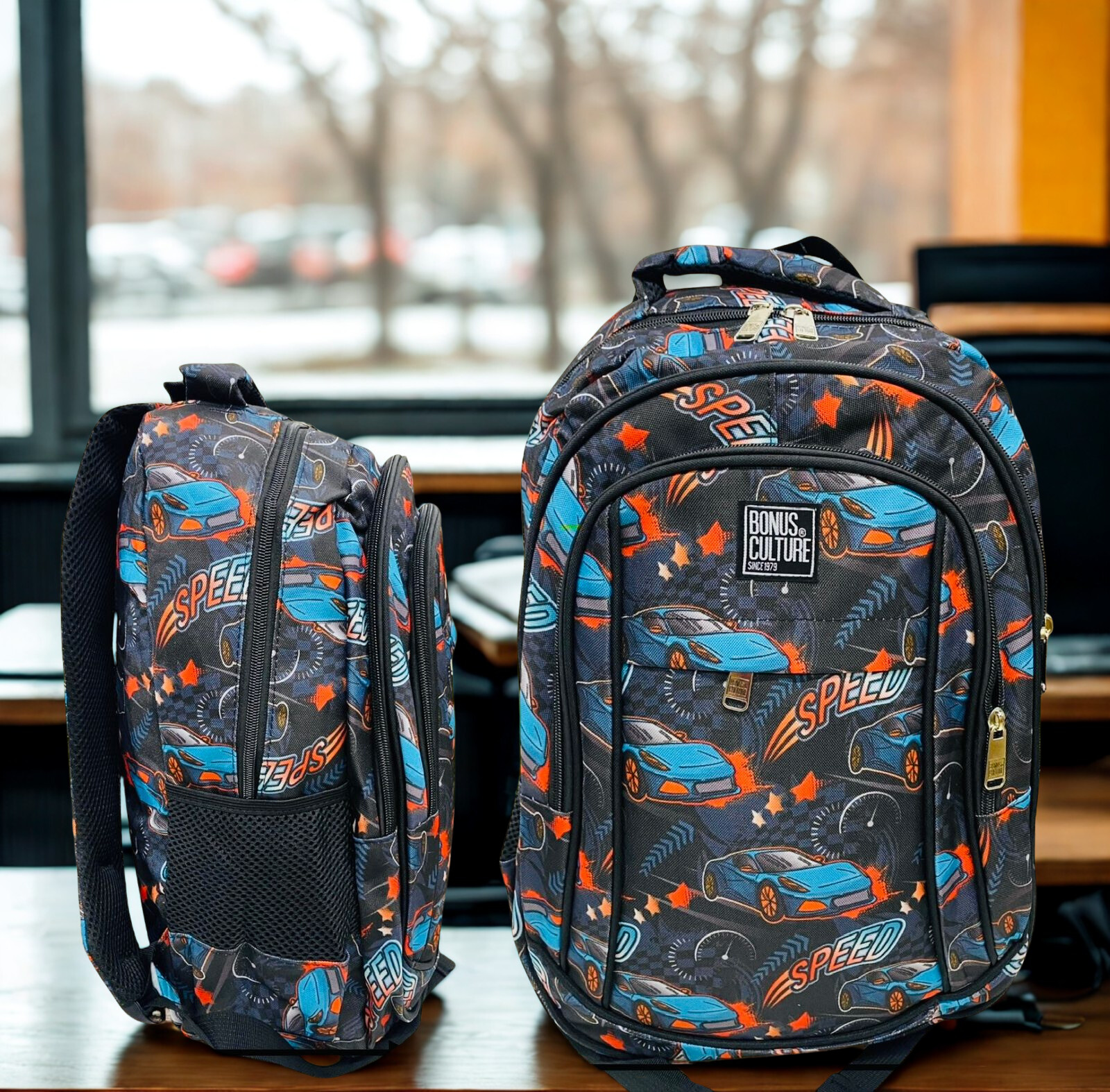 Racing "Speed"Mochila Juvenil Bonus Culture – Diseño de Autos de Carreras