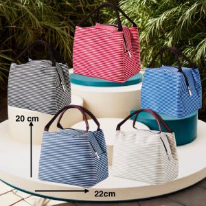 Lonchera con Forro Metálico de Rayas - Diseño Casual