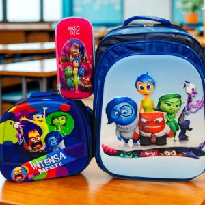 Set Escolar Trío Intensamente 2 – Mochila (3 Cierres), Lonchera y Cartuchera