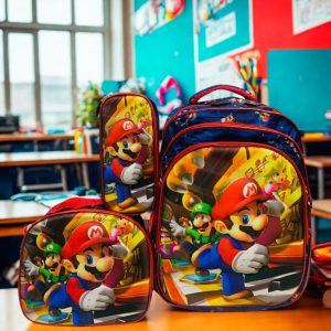Set Escolar 3 en 1: Super Mario Bros – Mochila, Lonchera y Cartuchera