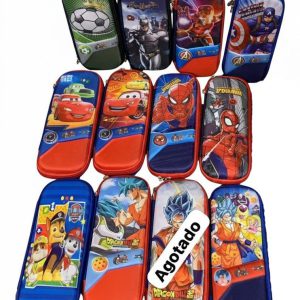 Cartuchera Infantil Tapa Dura 3D – Colección Superhéroes y Personajes.